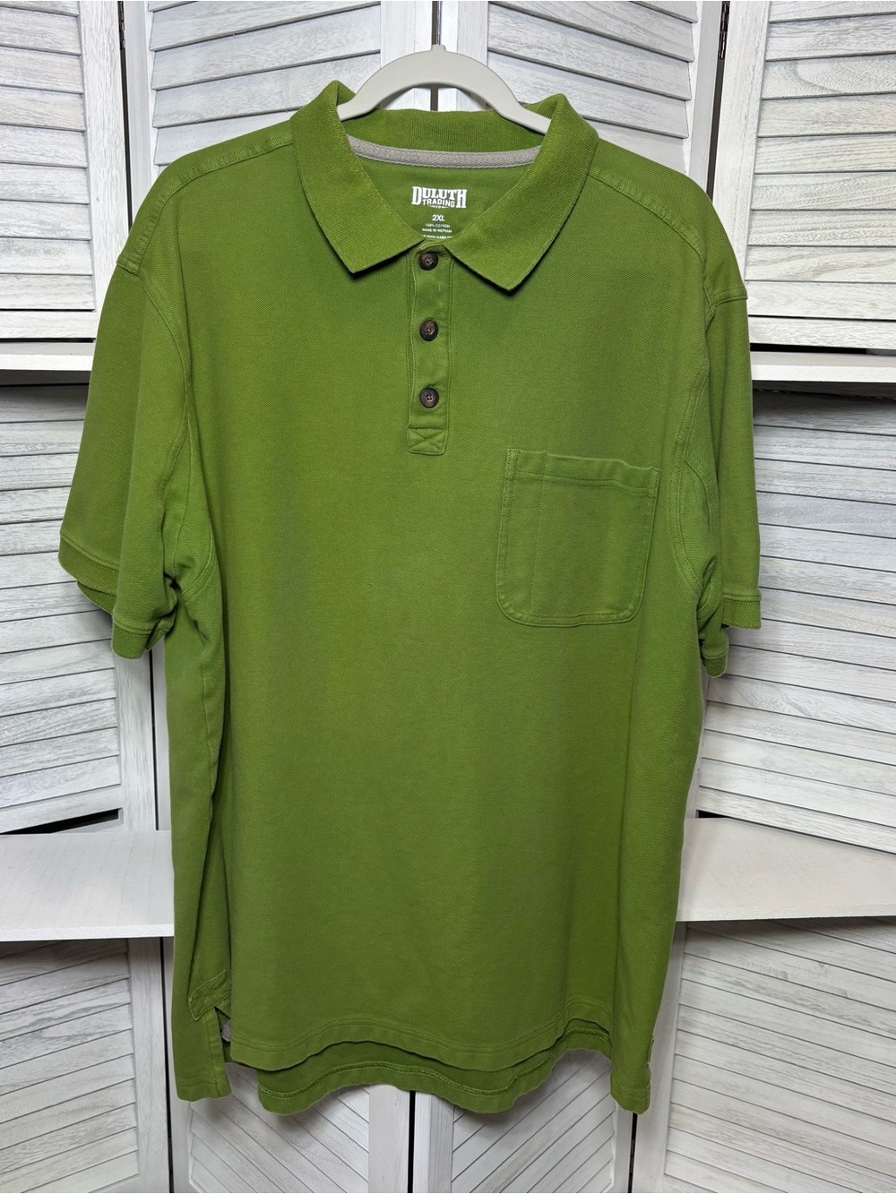 Duluth Trading Co Men's Green Polo Shirt with Pocket